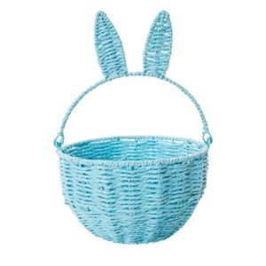 Woven Easter Bunny Basket With Cute Bunny Ears. In Blue. New.